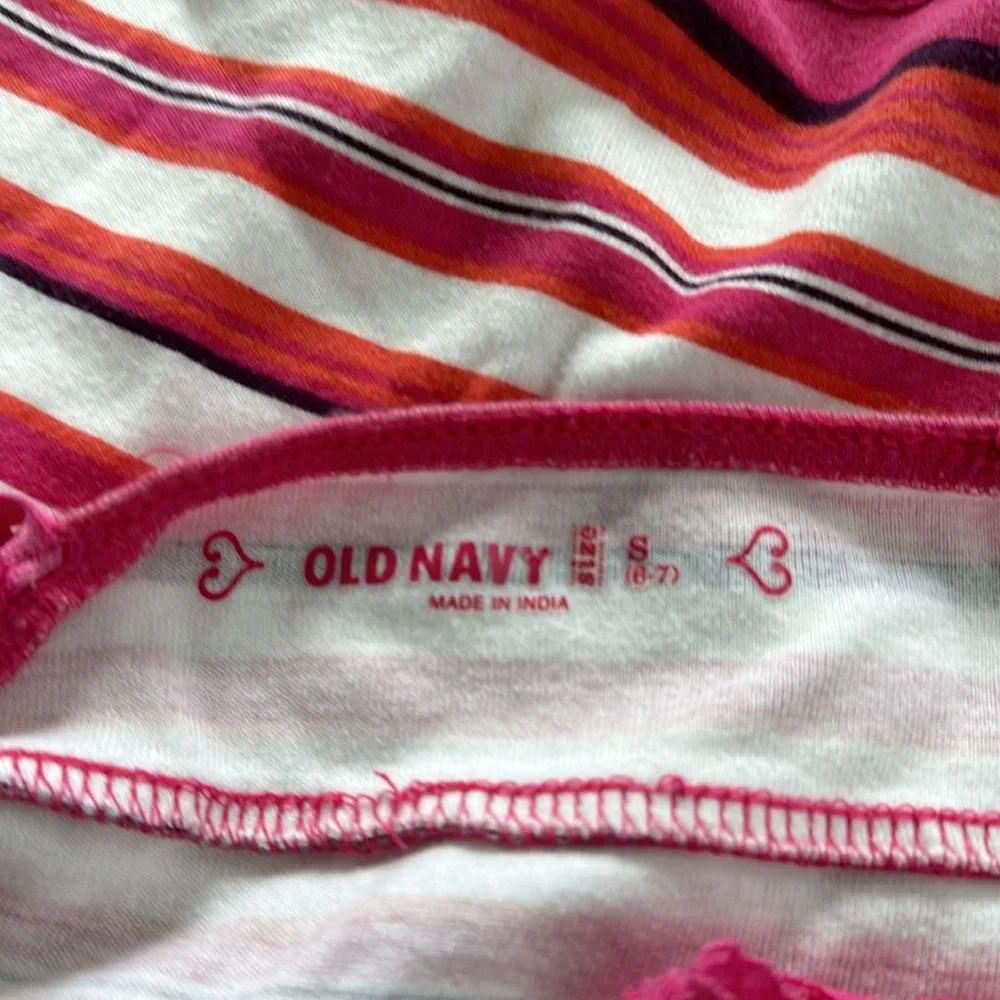 Old Navy Girls Pink White Striped Tank top Size 6